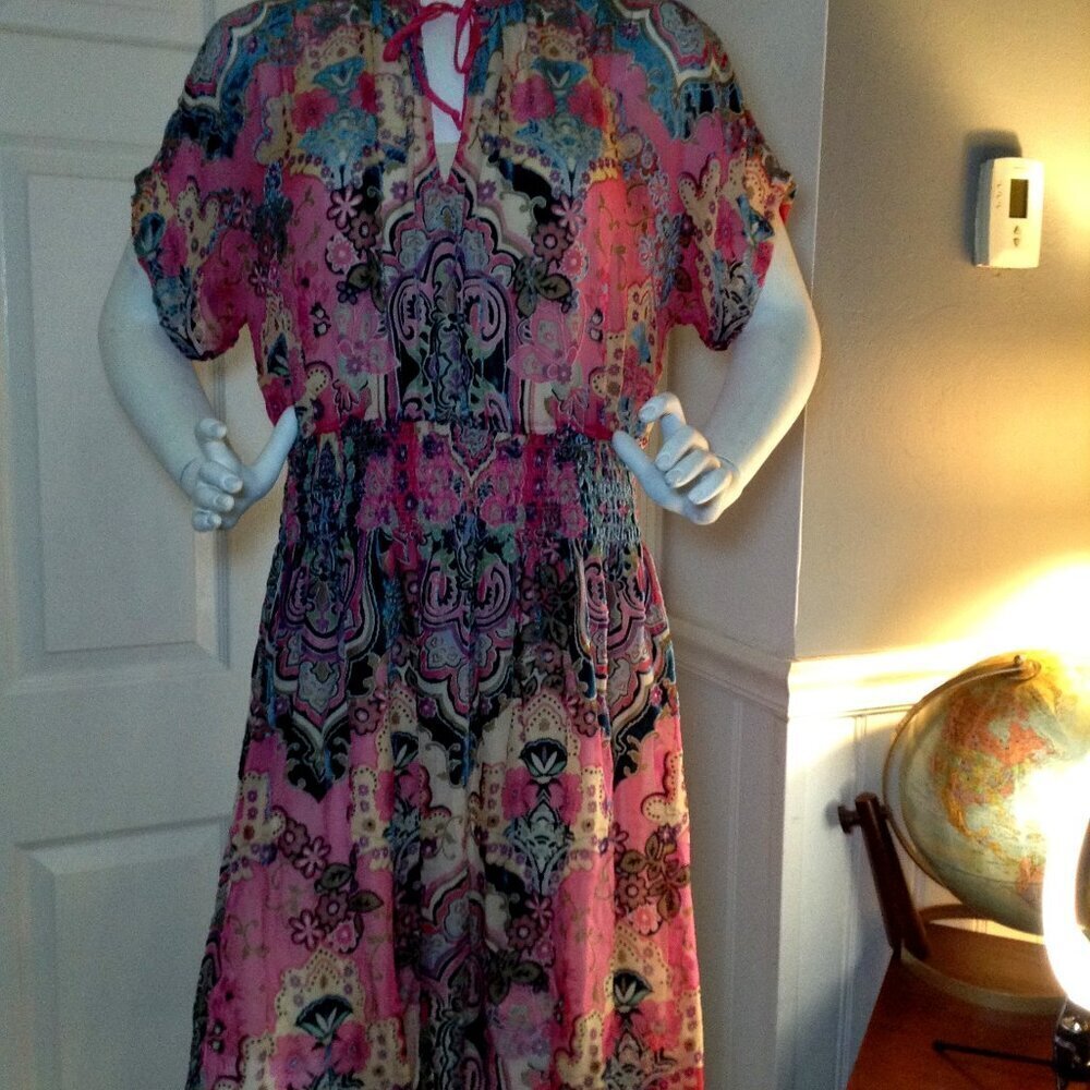 NWT Johnny Was Dress "L" Quite Lux Bohemian Chic Floral Couture Flair Quality